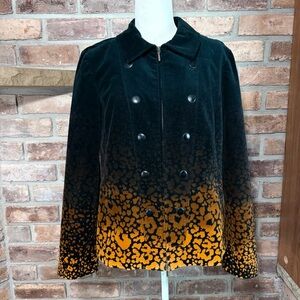 AMBER SUN Velvet Double-Breasted Zip Front Jacket